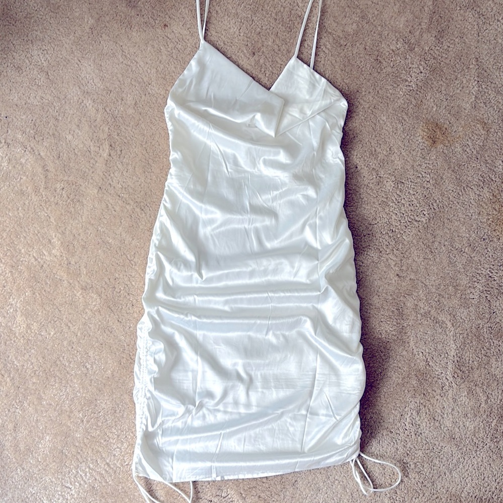 Elegant White Satin Dress